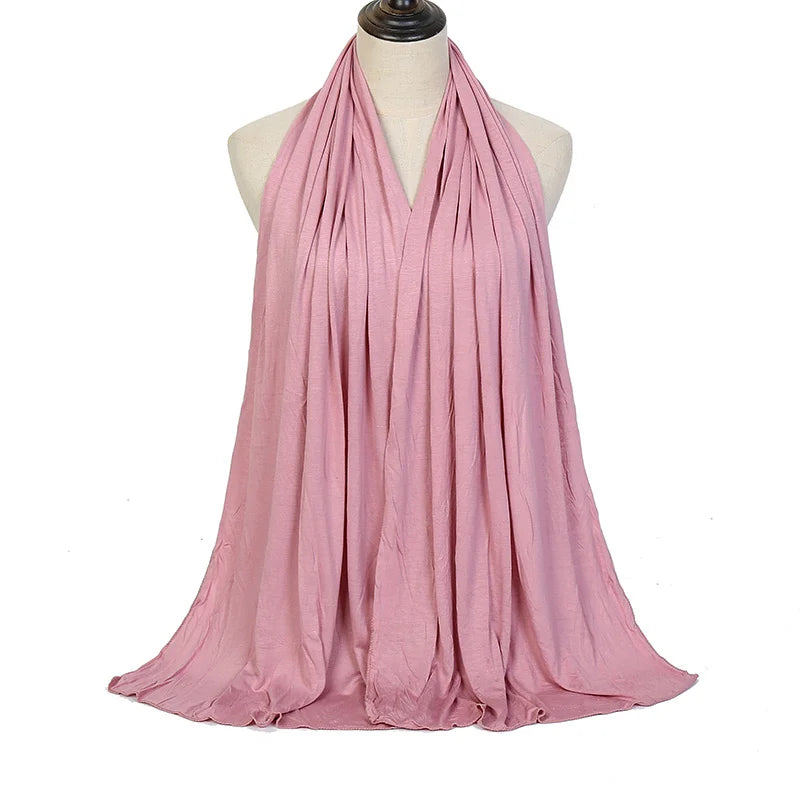 2024 New Muslim Women Jersey Hijab Scarf Solid Color Head Wrap Fashion Headscarf Turban Islam Veil Flexible Premium Modal