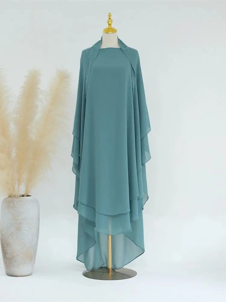 Ramadan Eid Dubai Chiffon Niqab Maxi Khimar Abaya Damen Islam Muslim Hijab Dress Abayas For Women Kebaya Hijabs Femme Musulmane