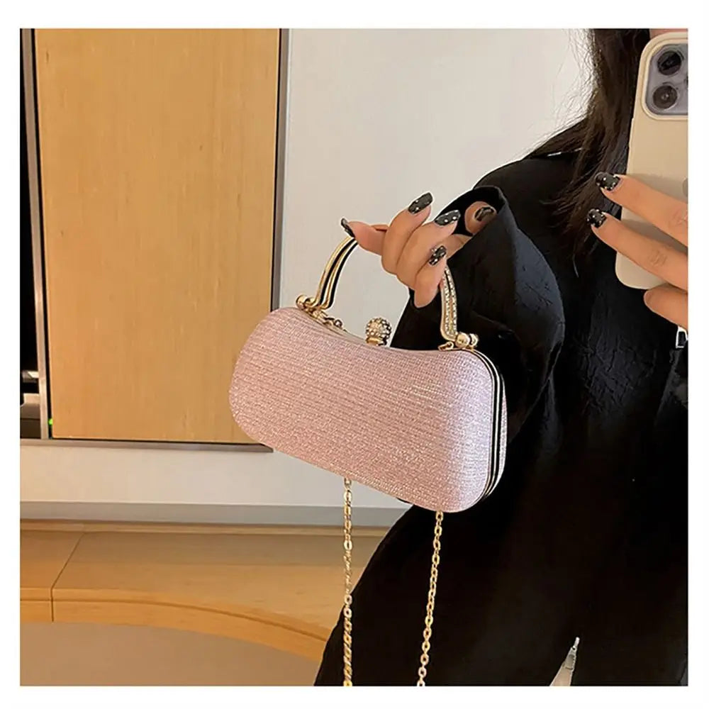 Wedding Bridal Beaded Women Evening Bag Dinner Bag Chain Shoulder Handbags Elegant Rhinestones Clutch Egg Shape Evening Bag