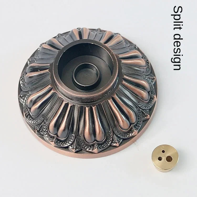 Retro Vertical Incense Burner Buddha Heart Sutra Dragon Phoenix Pillar Metal Incense Stick Home Office Ceremony Decoration