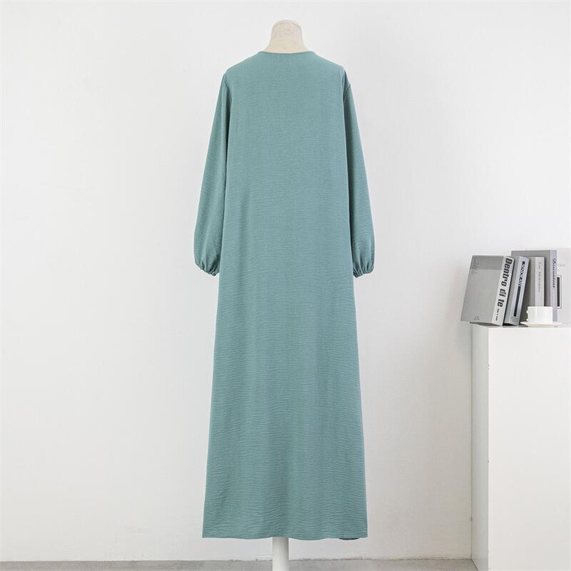 Women Loose Maxi Dresses Muslim Dress Spring Autumn Female Full Sleeve Casual Solid Pockets Robe Long Dresses Mujer Vestidoes