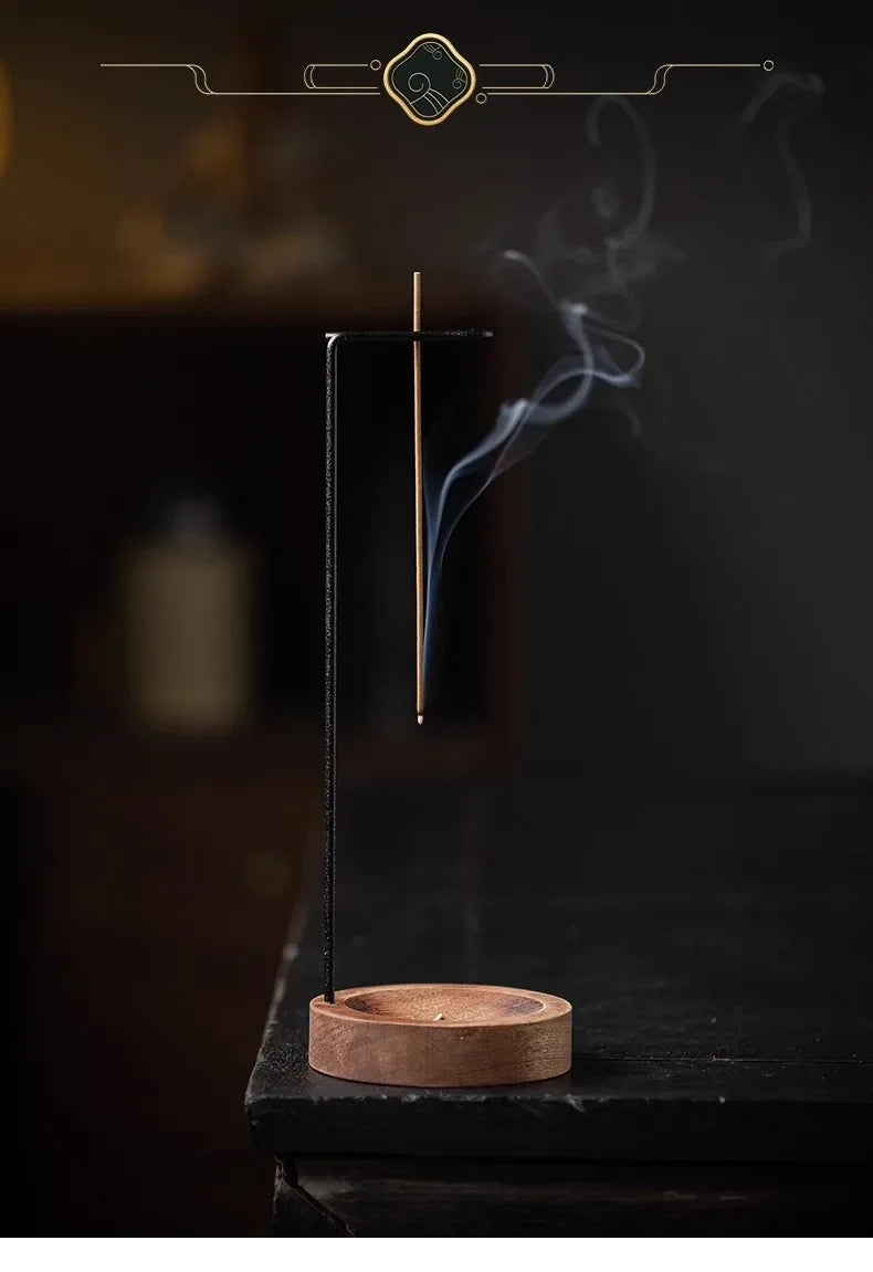New Creative Upside Down Incense Burner Incense Stick Holder Wooden Round Incense Tray Ornament Bedroom Home Yoga Decoration