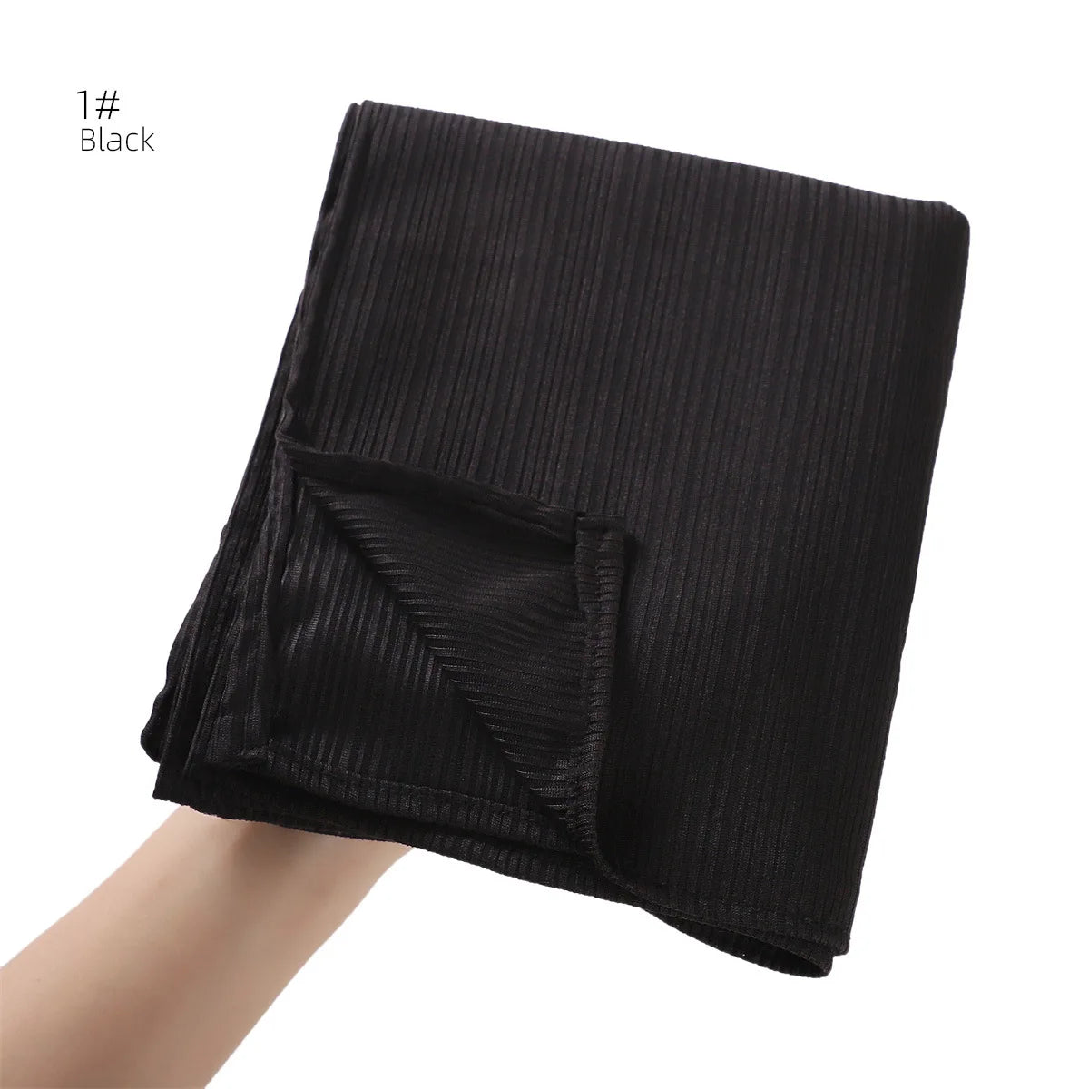 Fashion Elastic Ribbed Jersey Hijabs Solid Color Stripes Lightweight Thin Headscarf Muslim Women Soft Scarf Headwrap Long Shawl