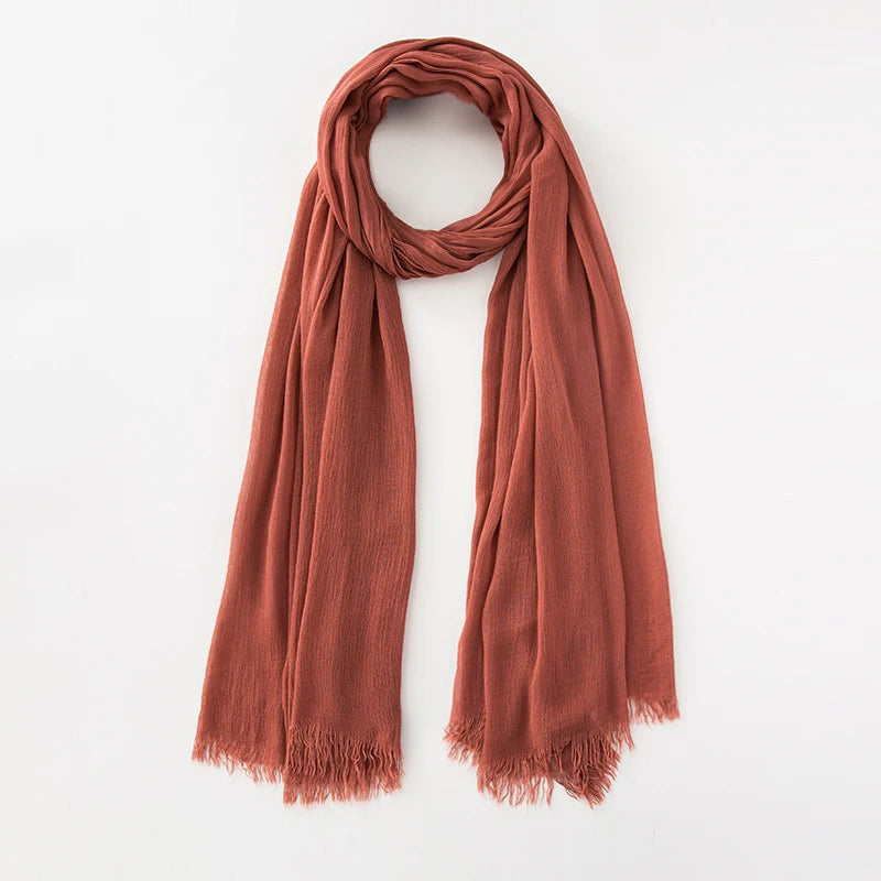 61 Colors Soft Cotton Viscose Scarf Rayon Material Muslim Hijab Mid Eastern Plain Solid Color Headscarf With Tassel