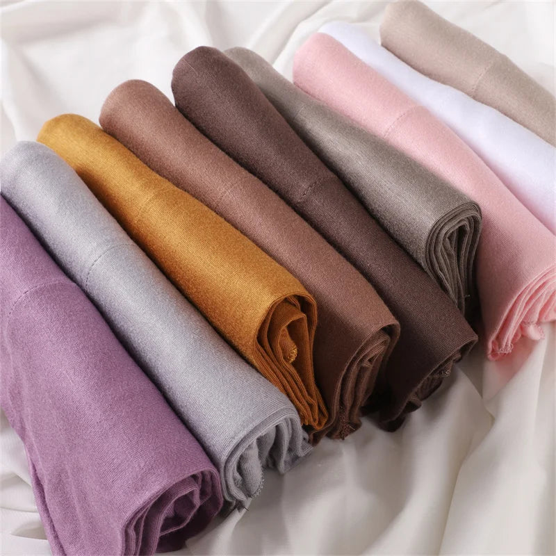 Women High Quality Muslim Cotton Modal Hijab Shawls Plain Triangle Wrap Beach Summer Islamic Ramadan Snood Scarves 140*70*95Cm