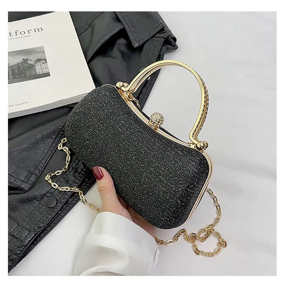 Wedding Bridal Beaded Women Evening Bag Dinner Bag Chain Shoulder Handbags Elegant Rhinestones Clutch Egg Shape Evening Bag