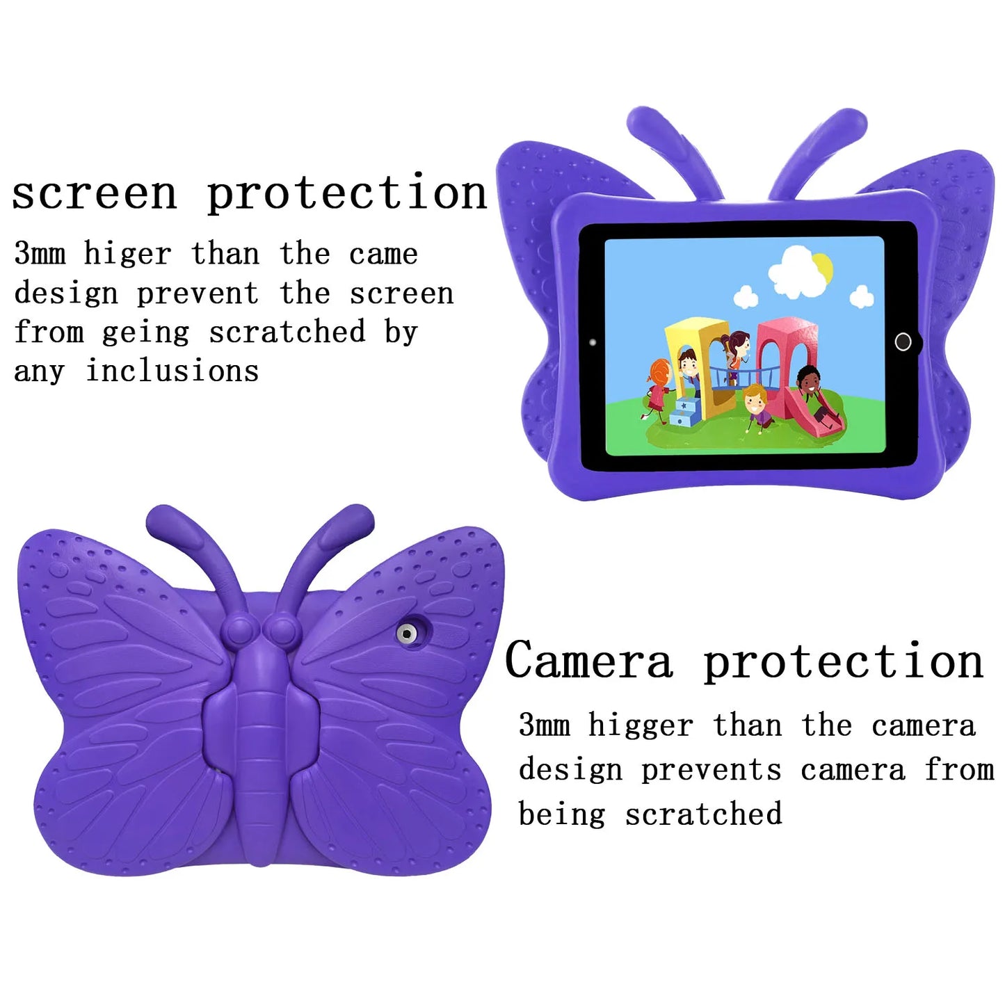Cute 3D Butterfly Case For iPad 10.2 7th 8th 9th Air 3 2 1 Pro10.5 9.7 2017 2018 Kids EVA Cover for iPad 2 3 4 Mini 6 5 4 3 2 1