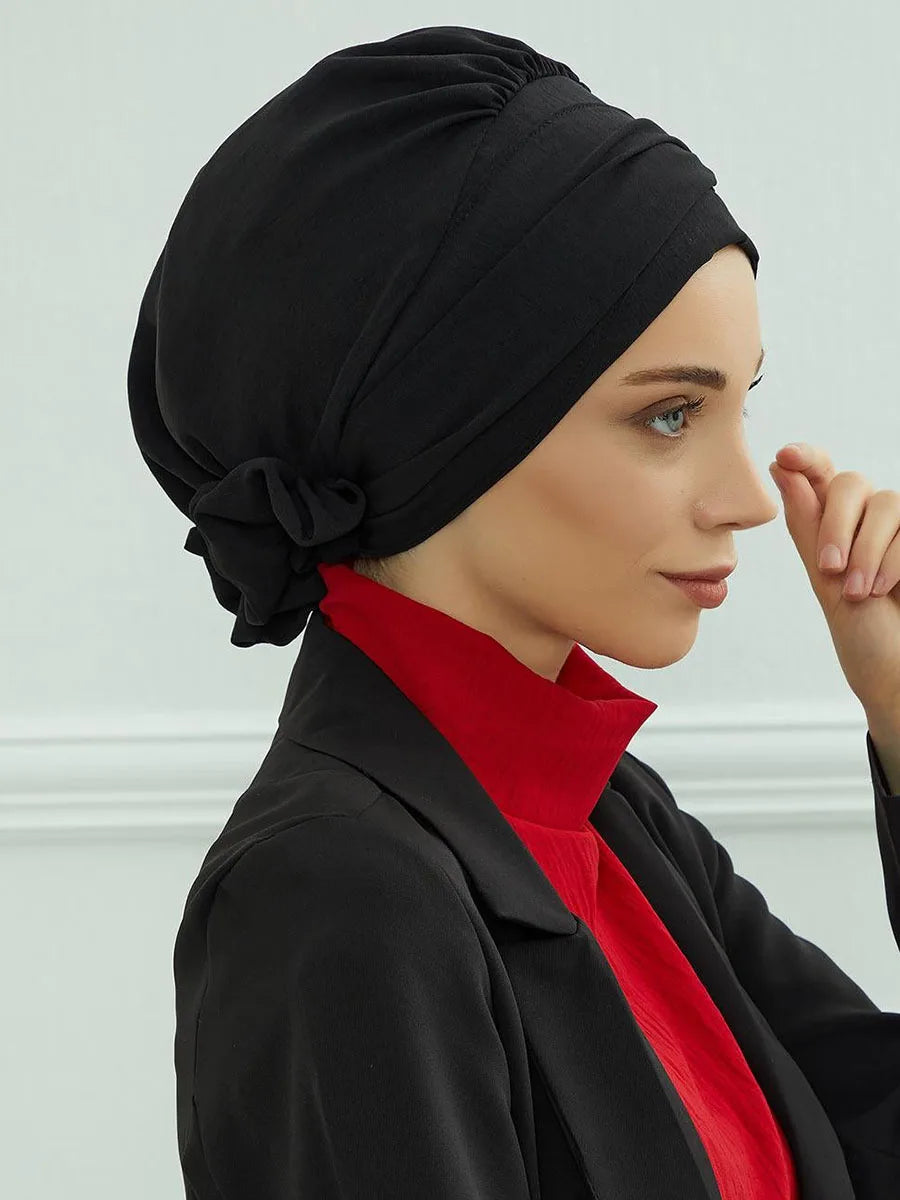 Muslim Solid Instant Turban Hat Hijab Women Caps Islamic Bandana Bonnet Fashion