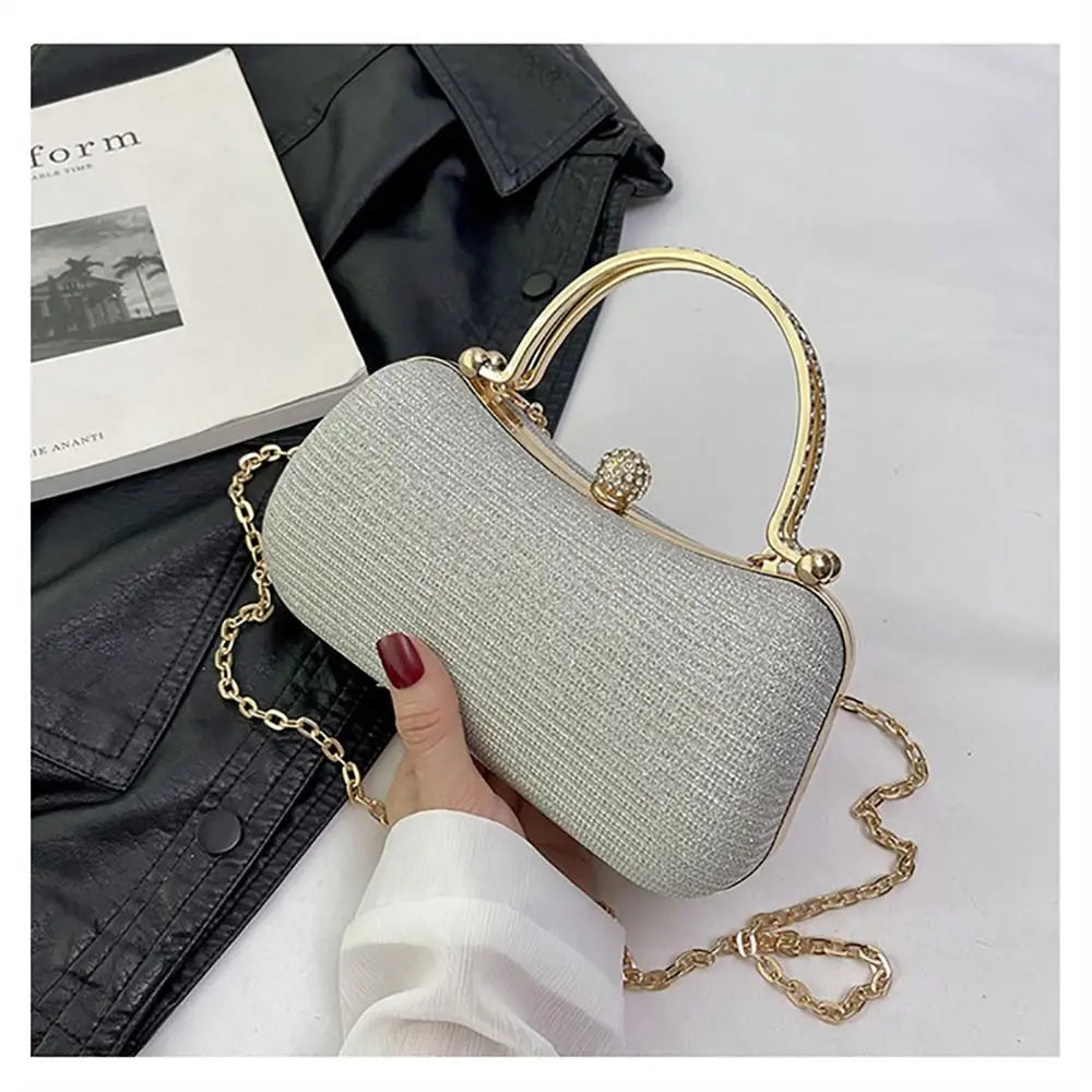 Wedding Bridal Beaded Women Evening Bag Dinner Bag Chain Shoulder Handbags Elegant Rhinestones Clutch Egg Shape Evening Bag