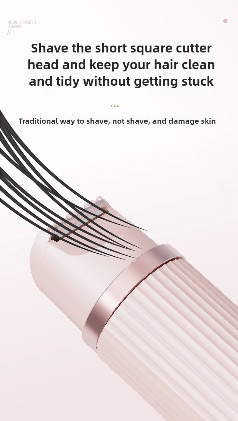 Electric Shaver for Women Waterproof Wet & Dry Hair Razors 2 in 1 Double Head Dual Bikini Hair Trimmer Detachable Head Shaver