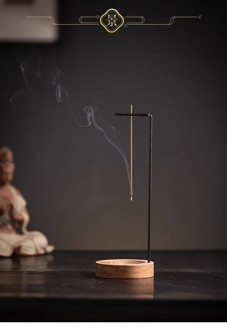 New Creative Upside Down Incense Burner Incense Stick Holder Wooden Round Incense Tray Ornament Bedroom Home Yoga Decoration