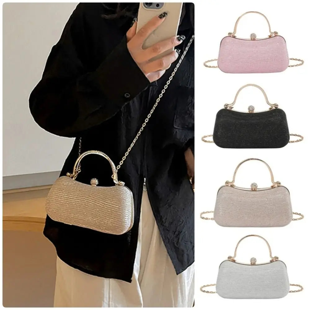 Wedding Bridal Beaded Women Evening Bag Dinner Bag Chain Shoulder Handbags Elegant Rhinestones Clutch Egg Shape Evening Bag