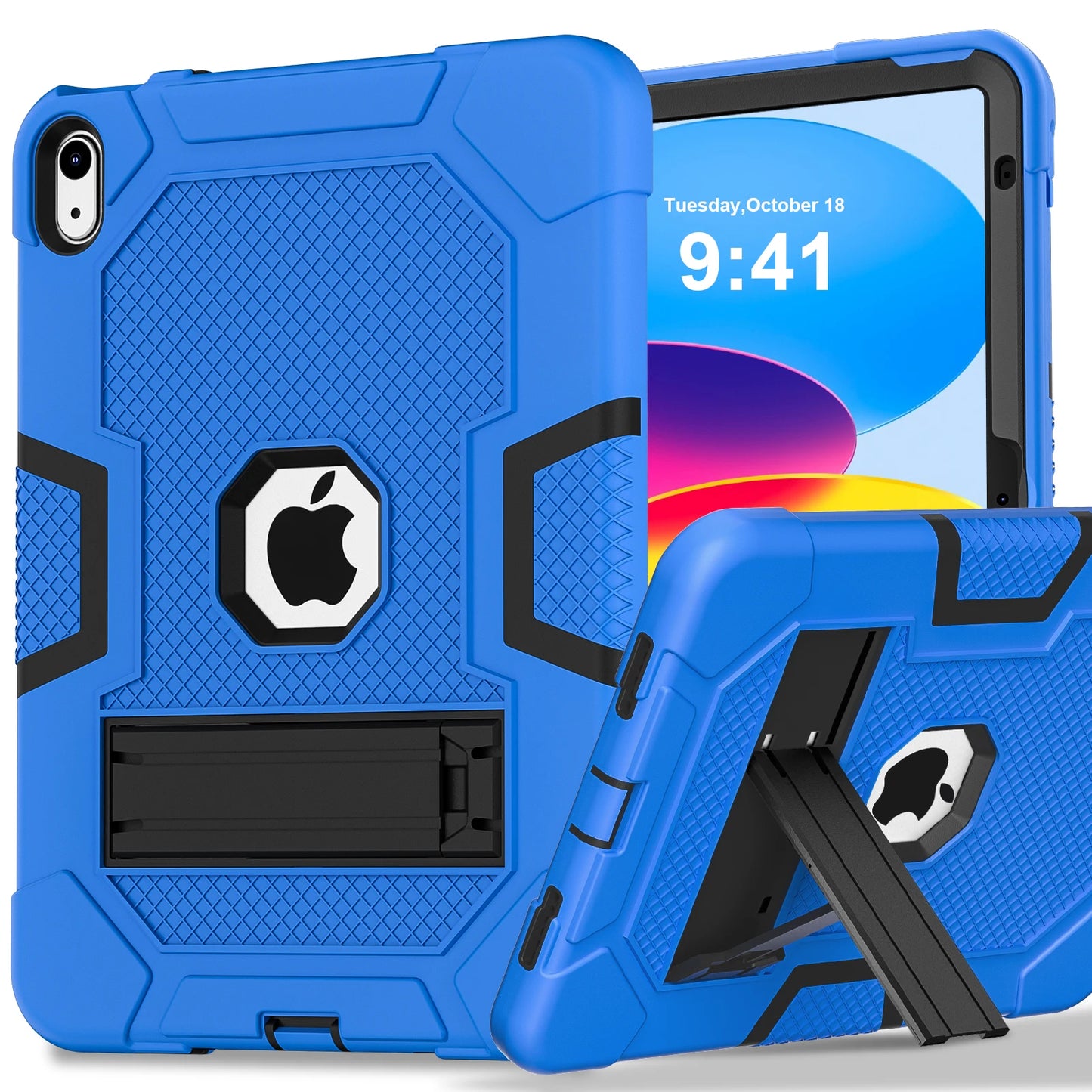 Pc Silicone Case For iPad 10.9 2022 10th 10.2 7-8-9th 9.7 2017 2018 5-6th Rugged Stand Cover For Mini 4 5 Shockproof Anti-Slip