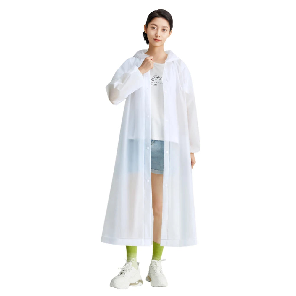 Waterproof Rain Coat Windproof Hooded Rain Poncho Drawstring Long Hooded Rain Coats for Outdoor Travel Emergency
