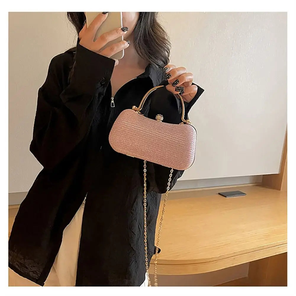 Wedding Bridal Beaded Women Evening Bag Dinner Bag Chain Shoulder Handbags Elegant Rhinestones Clutch Egg Shape Evening Bag