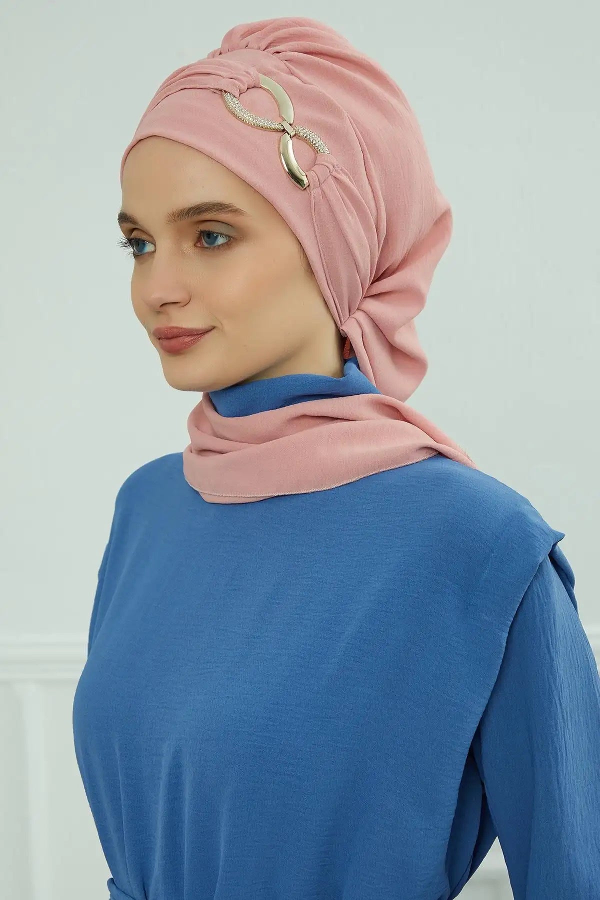 Instant Turban Scarf Head Turbans Hijab Women Headwear With Unique Accessories Butterfly Metal Buckle Design