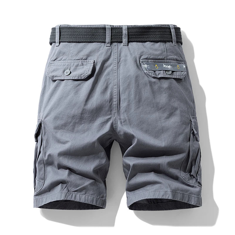 Summer sports shorts men's multi pocket oversized loose casual pants pure cotton wear-resistant knee length workwear shorts