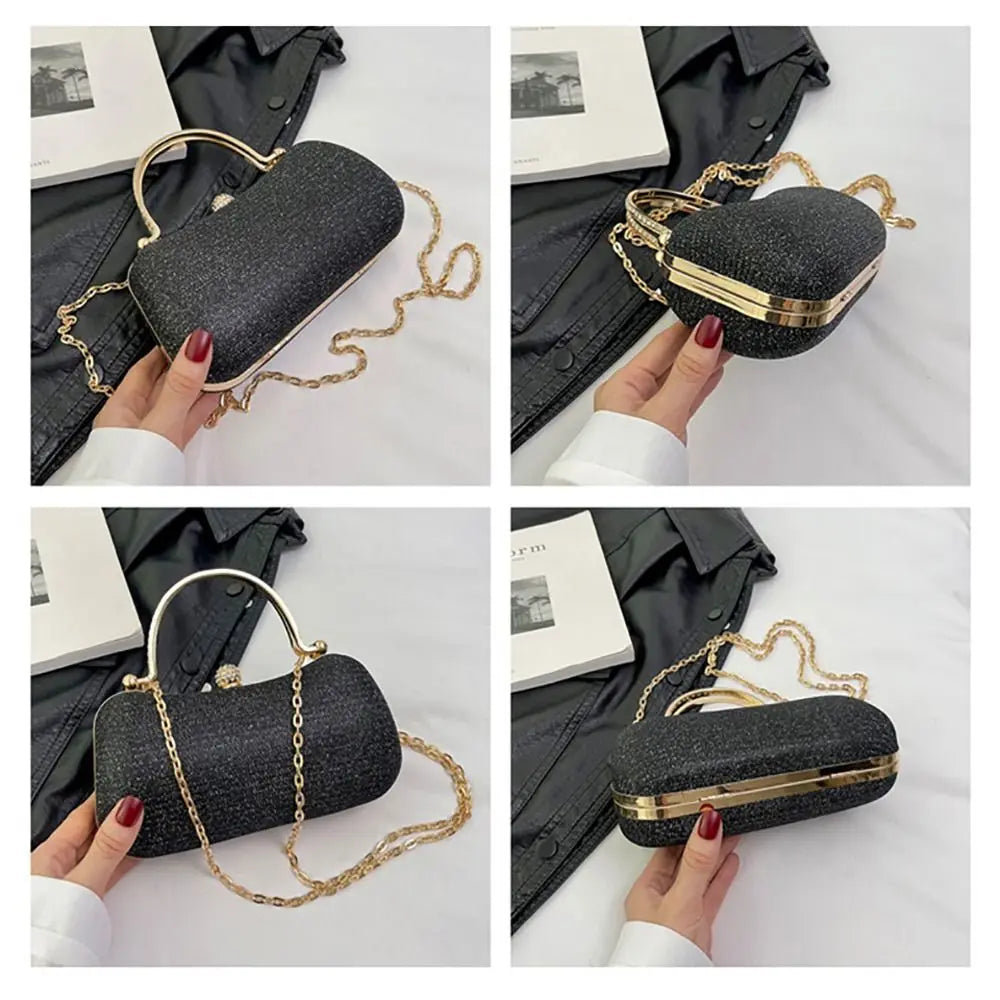 Wedding Bridal Beaded Women Evening Bag Dinner Bag Chain Shoulder Handbags Elegant Rhinestones Clutch Egg Shape Evening Bag