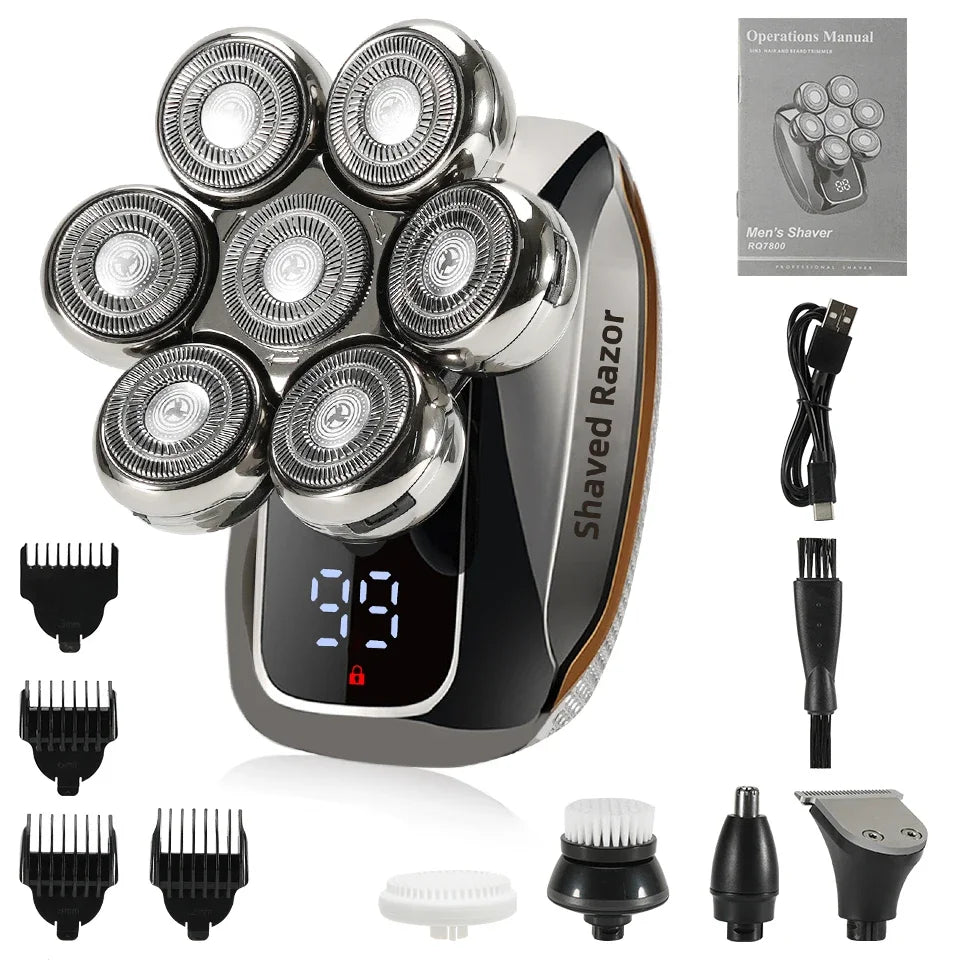 NEW Shaver For Men 7D Independently 7 Cutter Floating Head Waterproof Electric Razor Multifunction USB Charge Trimmer Men