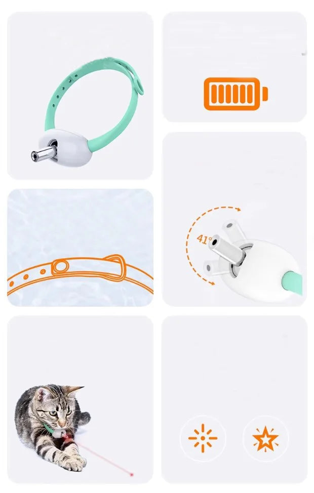 Smart Laser Tease Cat Collar Electric USB Rechargeable Pointer Kitten Automatic Toys Interactive Training Pet Accessories Goods
