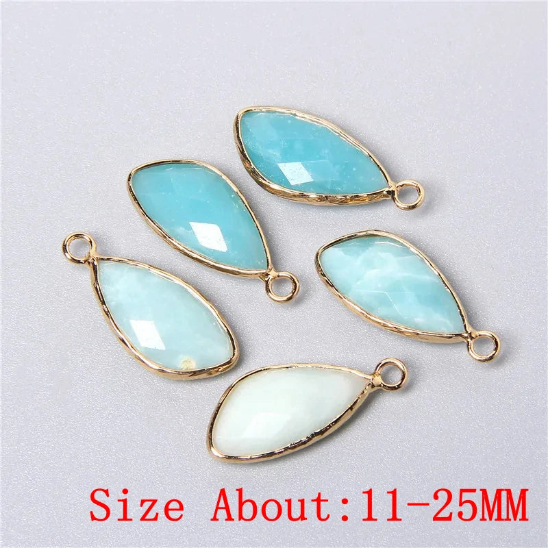 2pcs Natural Rose Clear Pink Quartz Labradorite Amethysts Stone Charm Pendant for Necklaces Earrings Jewelry Making Accessories