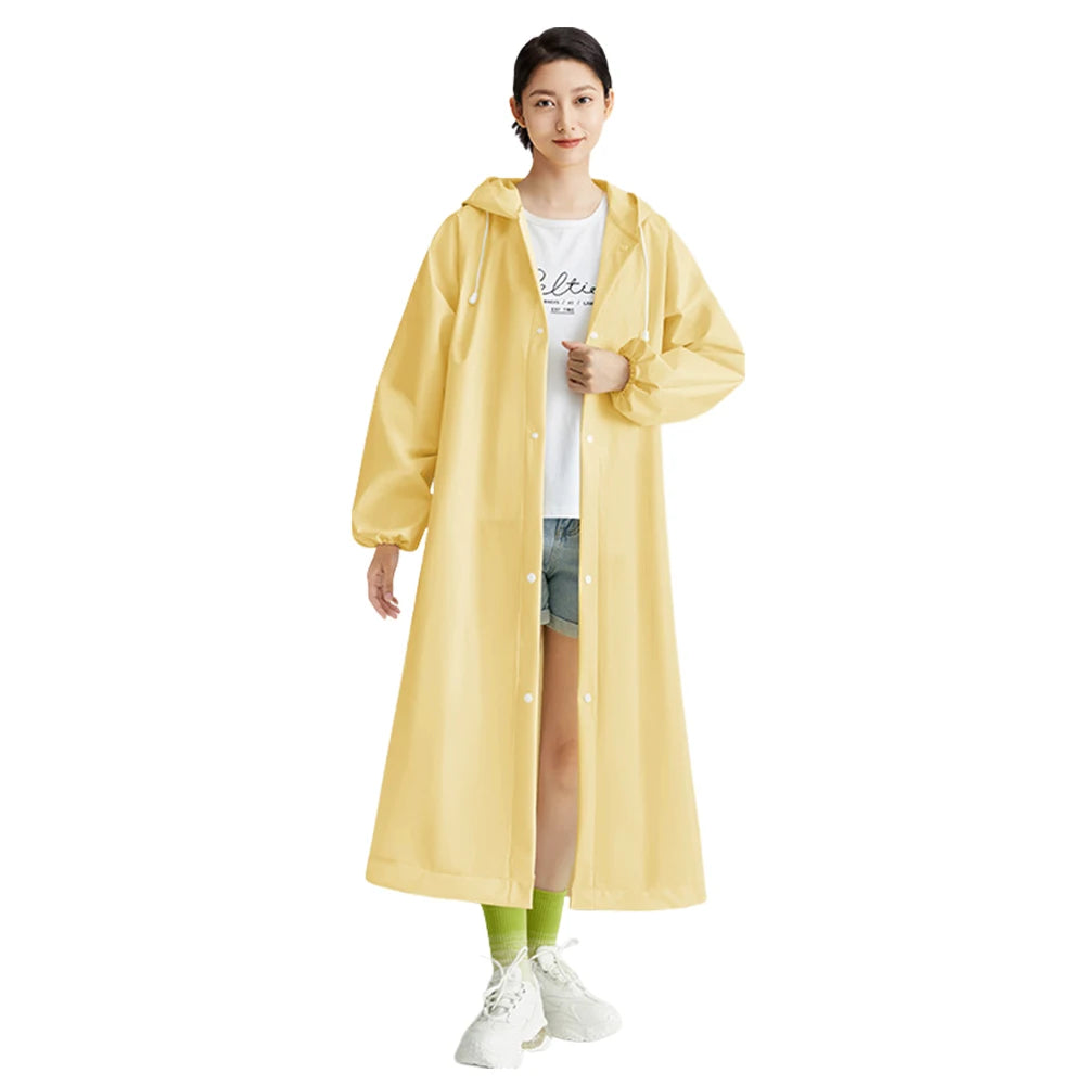 Waterproof Rain Coat Windproof Hooded Rain Poncho Drawstring Long Hooded Rain Coats for Outdoor Travel Emergency