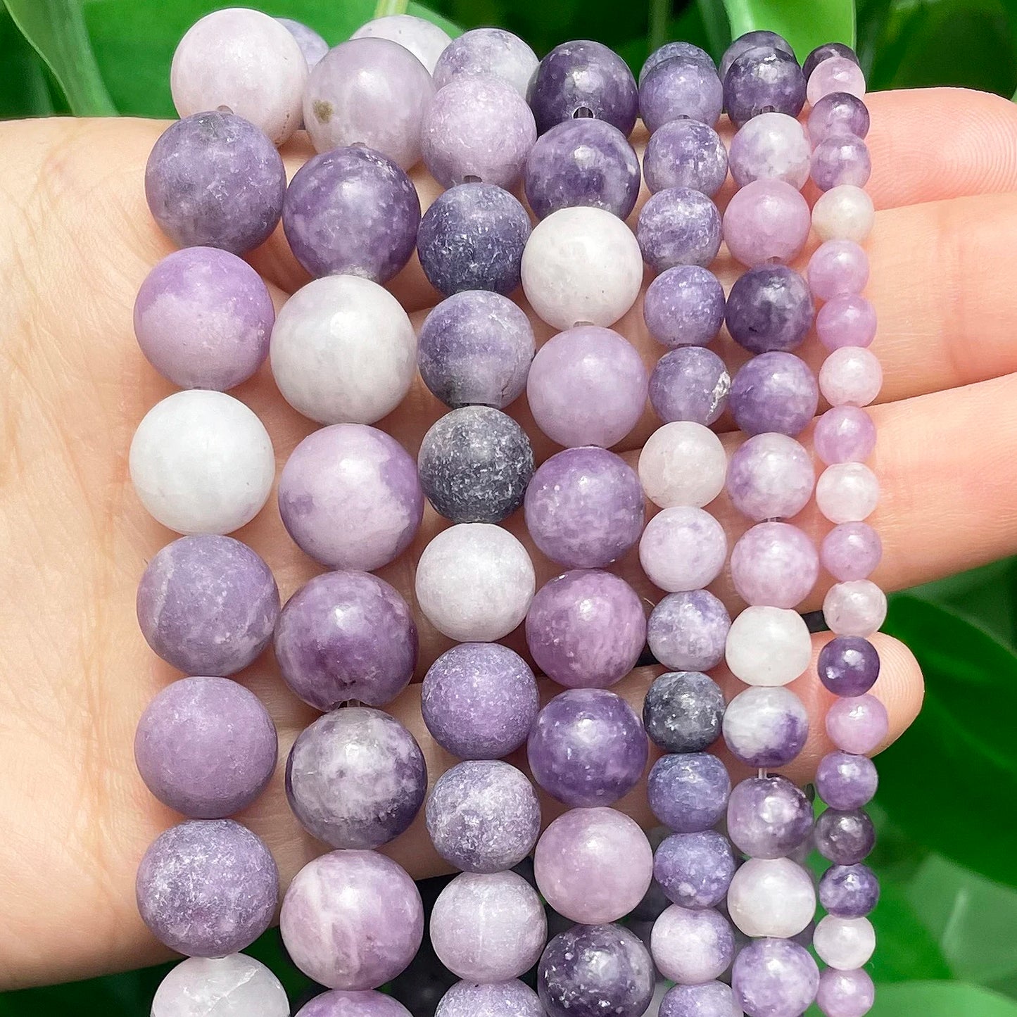 Natural Purple Mica Stone Beads 4-10mm Violet Color Round Loose Spacer Beads for Jewelry Making Beadwork DIY Bracelet 15''