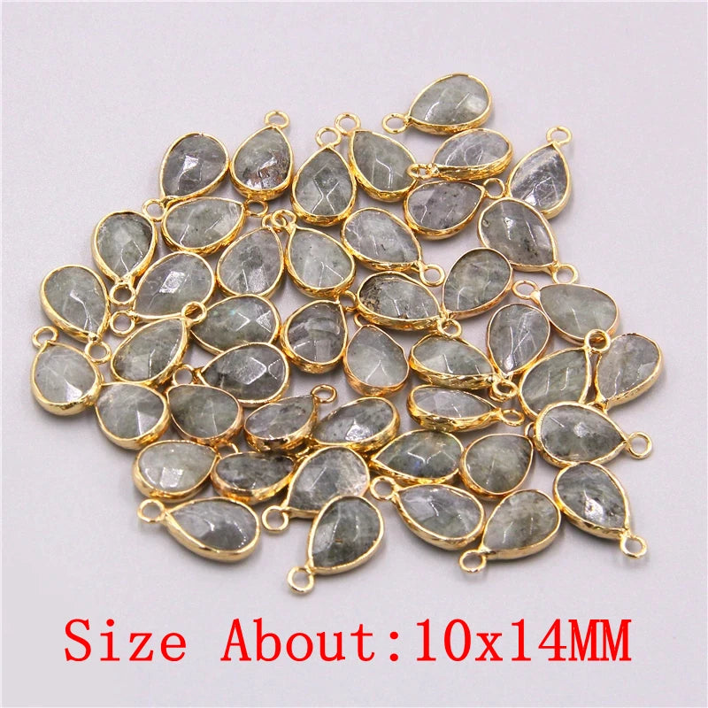 2pcs Natural Rose Clear Pink Quartz Labradorite Amethysts Stone Charm Pendant for Necklaces Earrings Jewelry Making Accessories