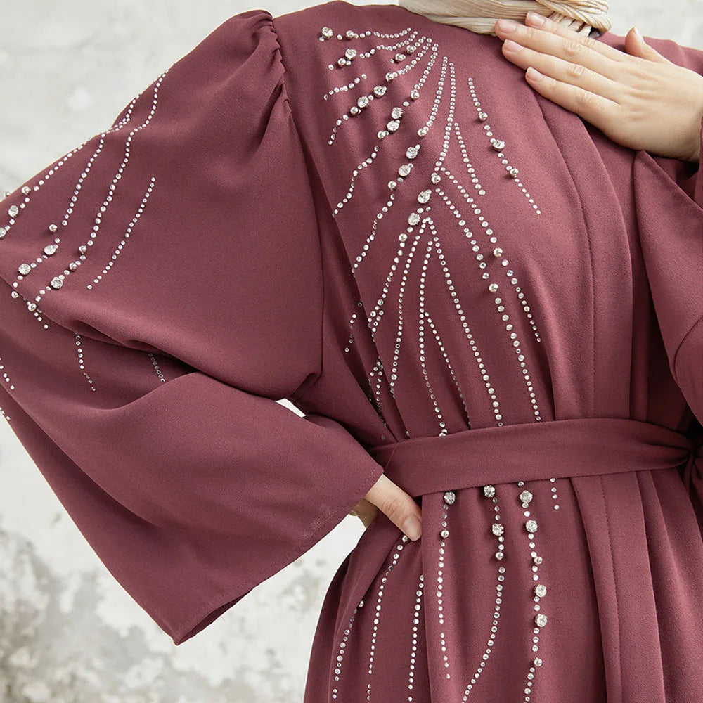 Luxury Black Long Sleeves Muslim Abayas Hot Diamonds Design Islamic Dresses Ladies Casual Clothing Gifts Party Wholesale RIMAIRE