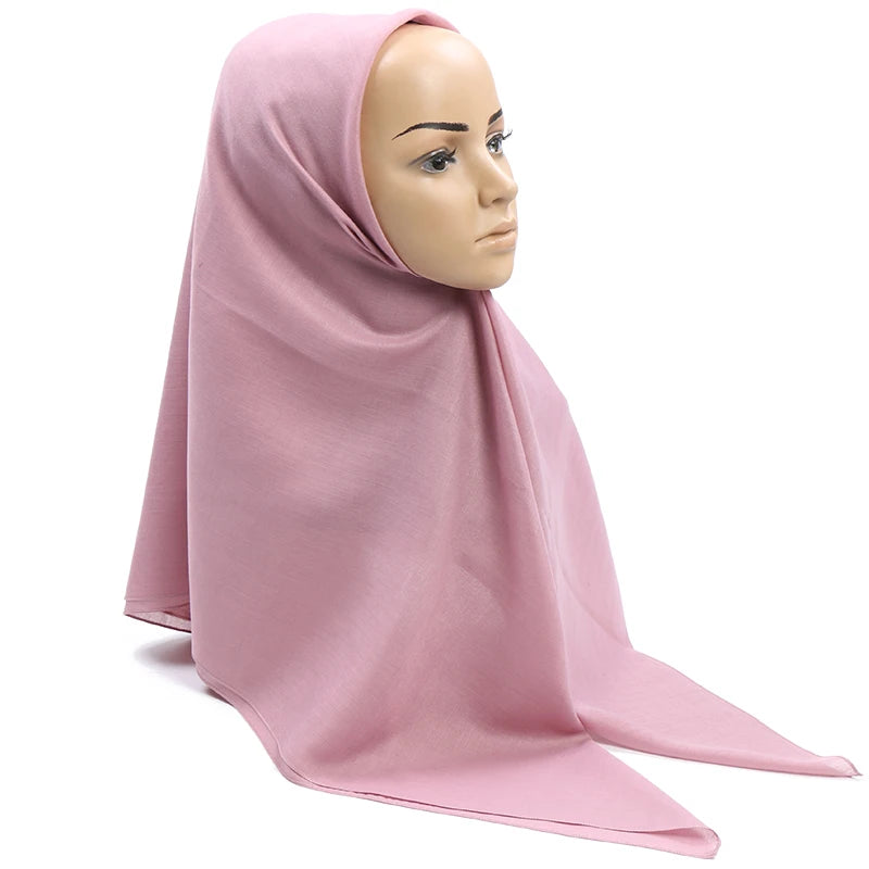 Newest Solid-Color Square Scarf Cotton Muslim Hijab Women Headband Bandana All Match Wraps Kerchief Scarves Shawl 110*110cm