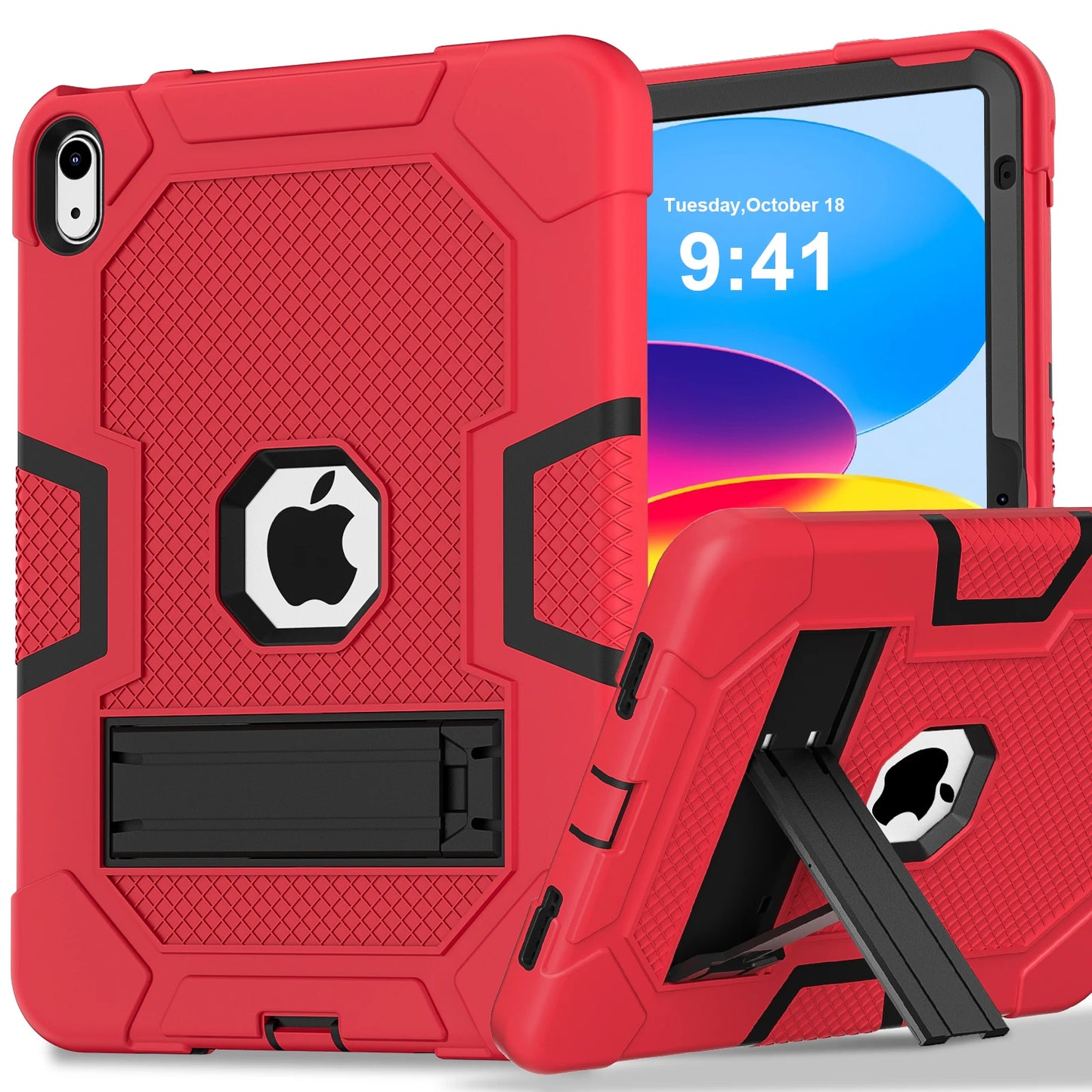 Pc Silicone Case For iPad 10.9 2022 10th 10.2 7-8-9th 9.7 2017 2018 5-6th Rugged Stand Cover For Mini 4 5 Shockproof Anti-Slip