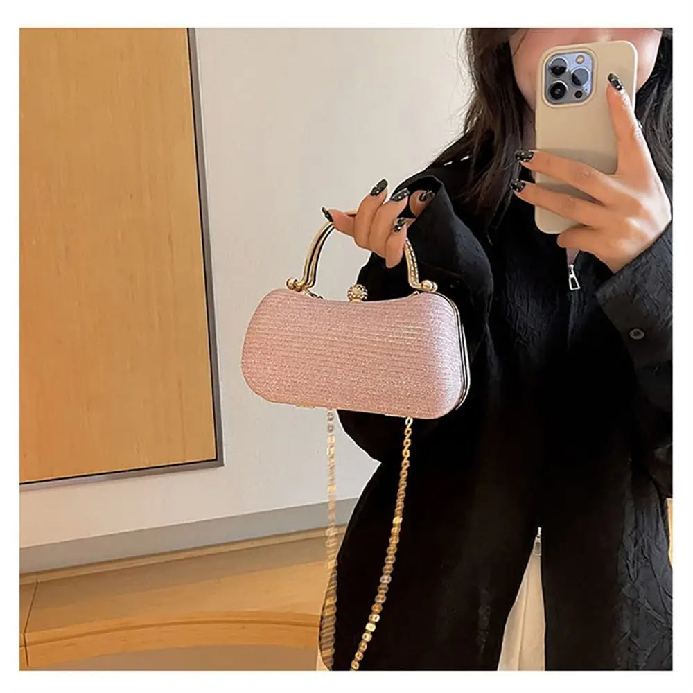 Wedding Bridal Beaded Women Evening Bag Dinner Bag Chain Shoulder Handbags Elegant Rhinestones Clutch Egg Shape Evening Bag