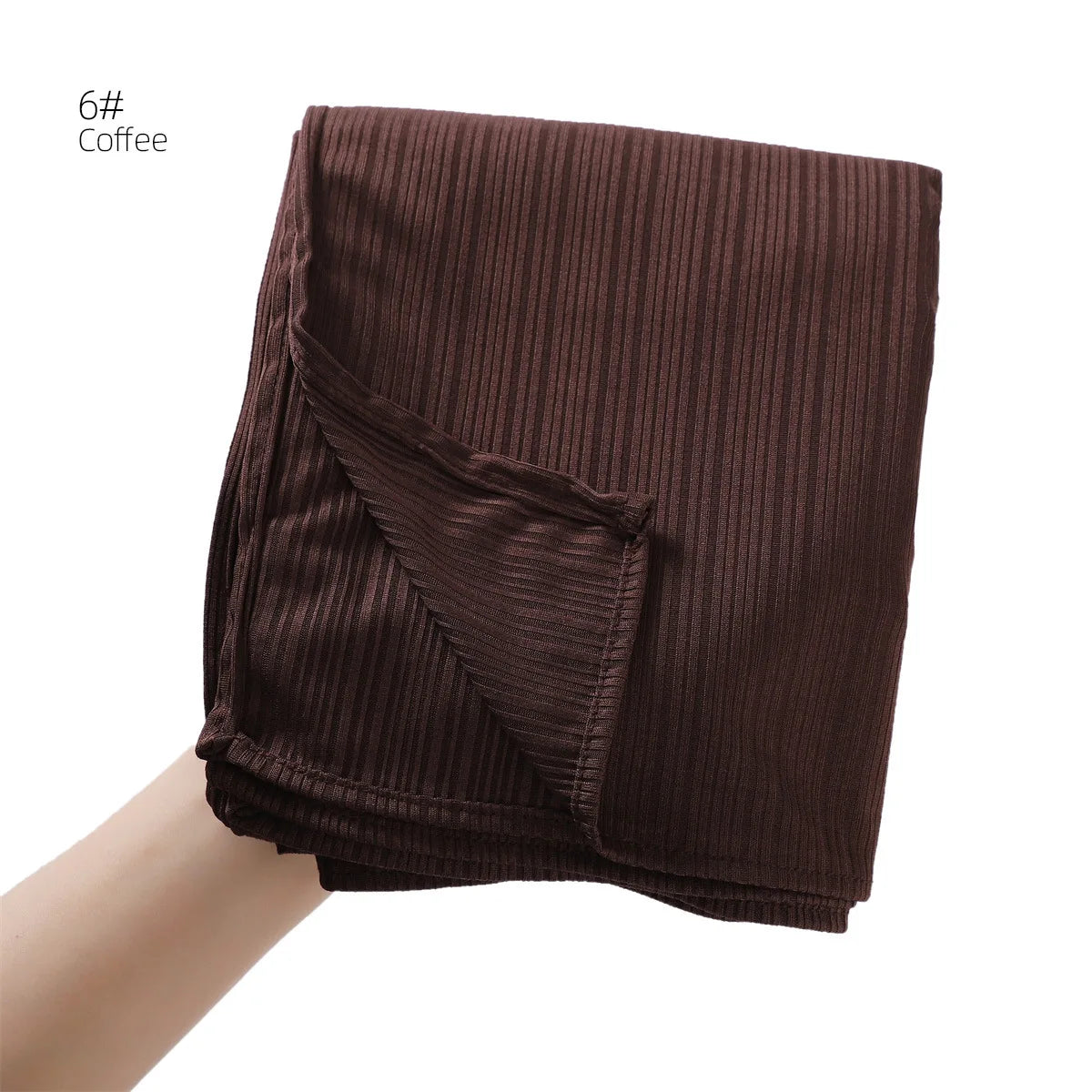 Fashion Elastic Ribbed Jersey Hijabs Solid Color Stripes Lightweight Thin Headscarf Muslim Women Soft Scarf Headwrap Long Shawl