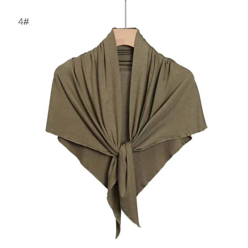 Women High Quality Muslim Cotton Modal Hijab Shawls Plain Triangle Wrap Beach Summer Islamic Ramadan Snood Scarves 140*70*95Cm