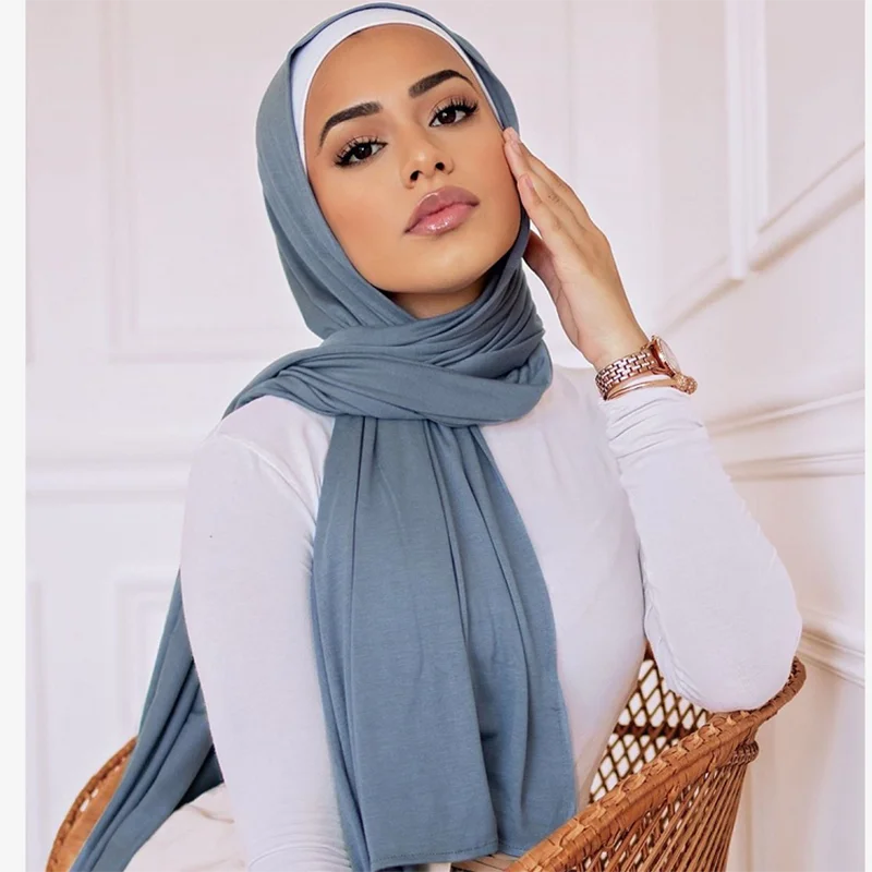 Multicolor Soft Cotton Muslim Headscarf Instant Jersey Hijab Full Cover Cap Wrap Scarf Islamic Shawls Women Turban Head Scarves