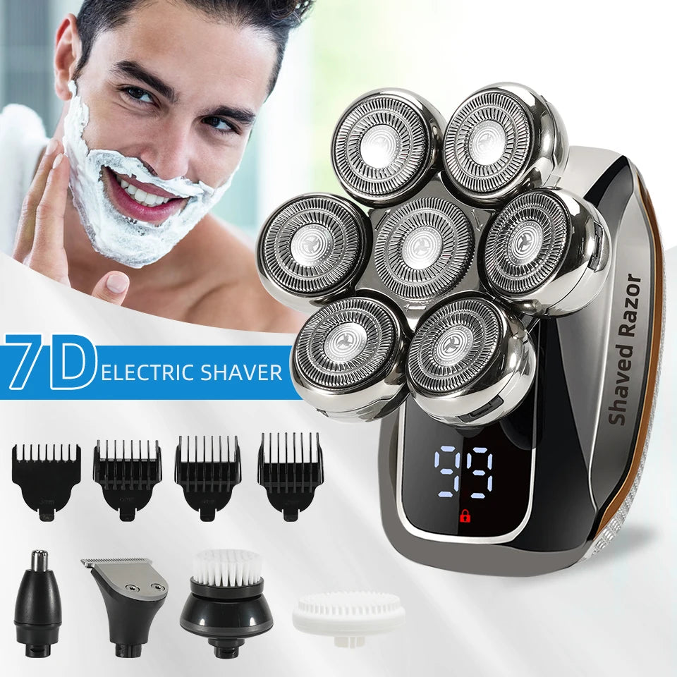 NEW Shaver For Men 7D Independently 7 Cutter Floating Head Waterproof Electric Razor Multifunction USB Charge Trimmer Men