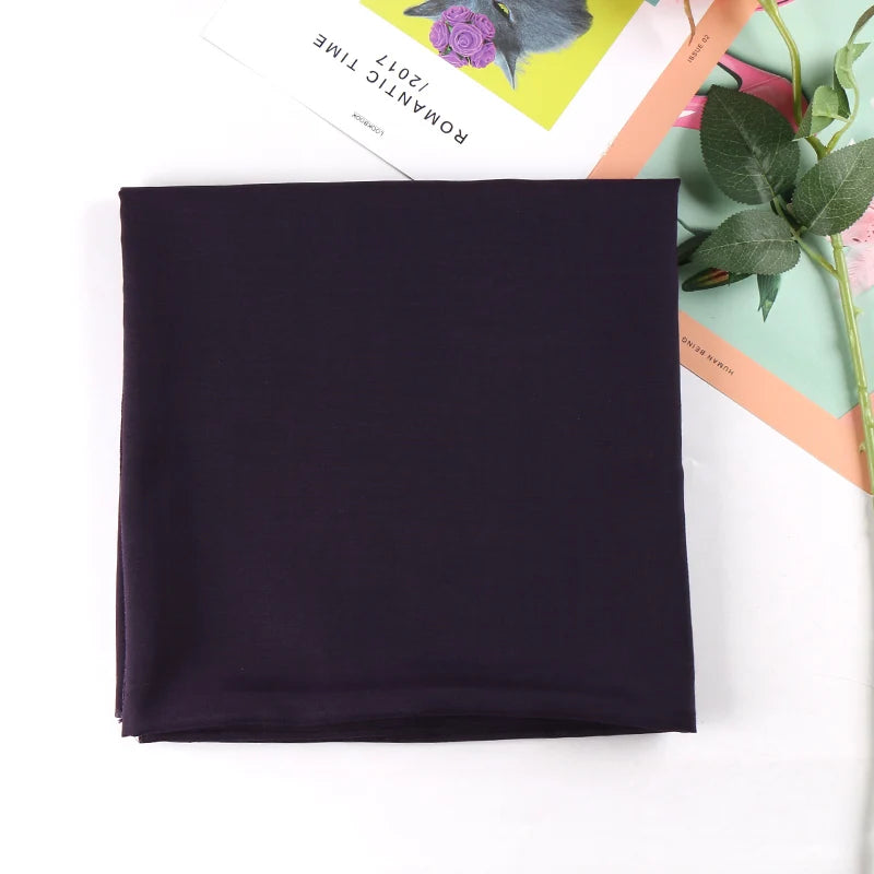 Newest Solid-Color Square Scarf Cotton Muslim Hijab Women Headband Bandana All Match Wraps Kerchief Scarves Shawl 110*110cm