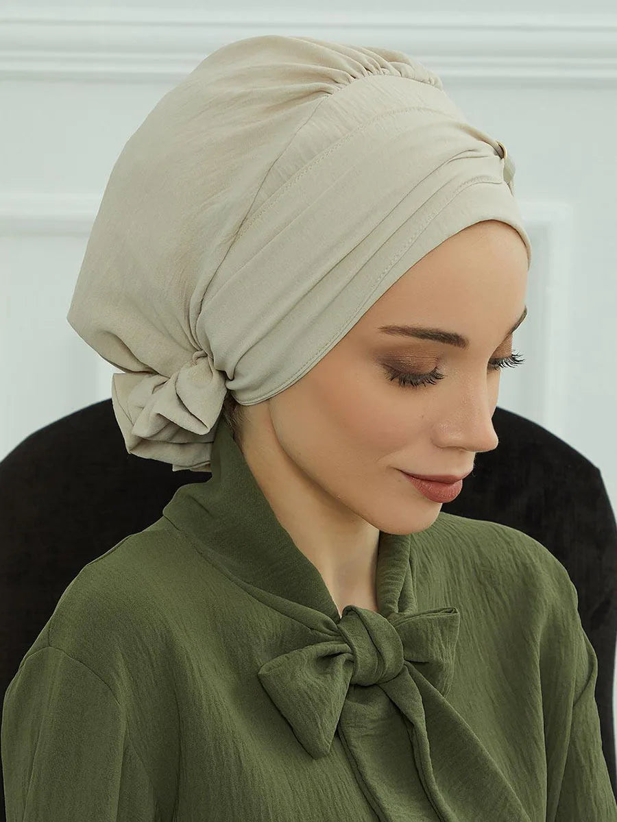 Muslim Solid Instant Turban Hat Hijab Women Caps Islamic Bandana Bonnet Fashion
