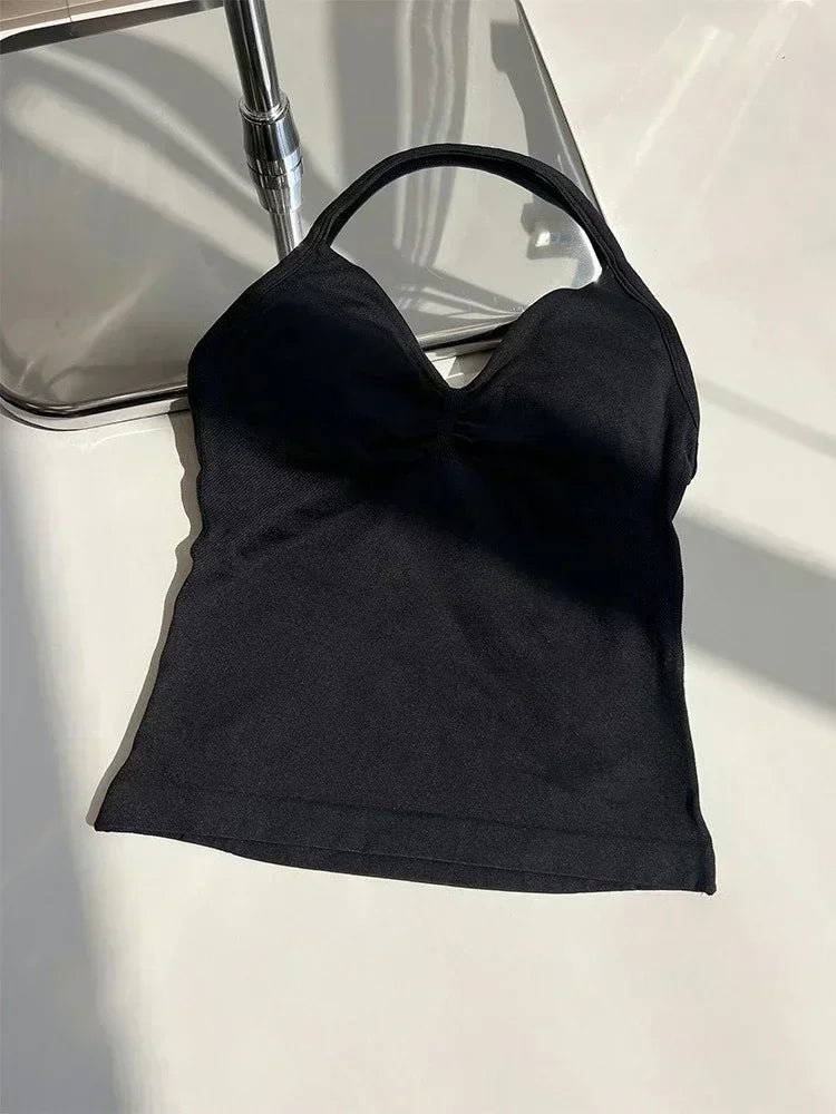Four Seasons New Gym Fashion Yoga Gym Clothing Hip Pants Neck Bra Comfortable Dopamine Pilates Set