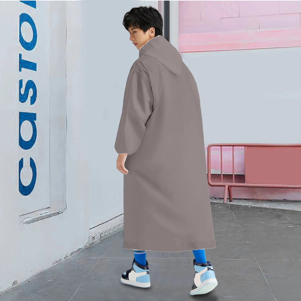 Waterproof Rain Coat Windproof Hooded Rain Poncho Drawstring Long Hooded Rain Coats for Outdoor Travel Emergency