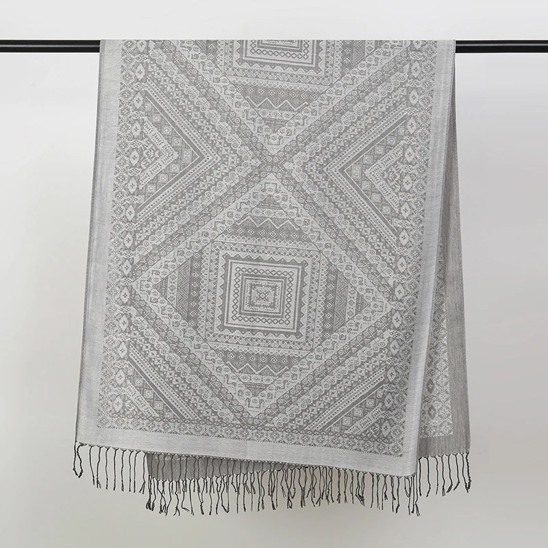 New Winter Scarf Women Keep Warm Cashmere Scarves Casual Designer Pashmina Neckerchief Tassel Shawl Hijab Wrap