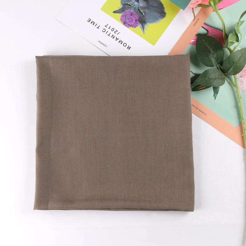 Newest Solid-Color Square Scarf Cotton Muslim Hijab Women Headband Bandana All Match Wraps Kerchief Scarves Shawl 110*110cm