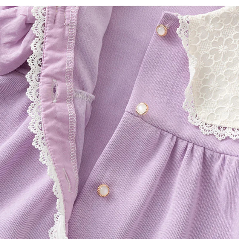Baby Girl Clothing Autumn Spring Lovely Princess Style Lace Panel Toddler Baby Girl Romper+Hat Infant Baby Girls Jumpsuit