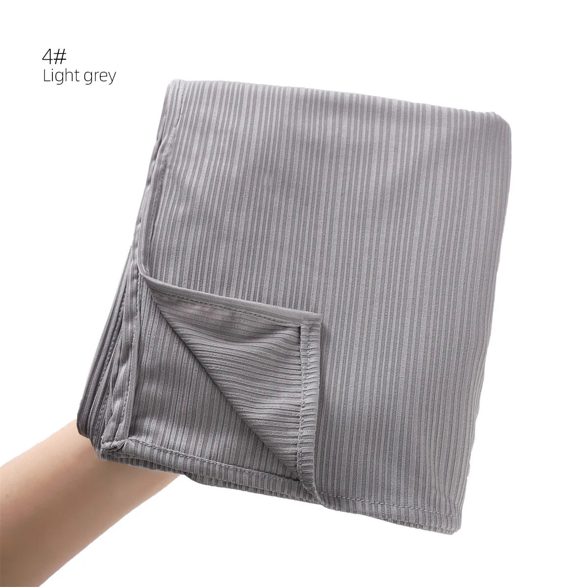 Fashion Elastic Ribbed Jersey Hijabs Solid Color Stripes Lightweight Thin Headscarf Muslim Women Soft Scarf Headwrap Long Shawl