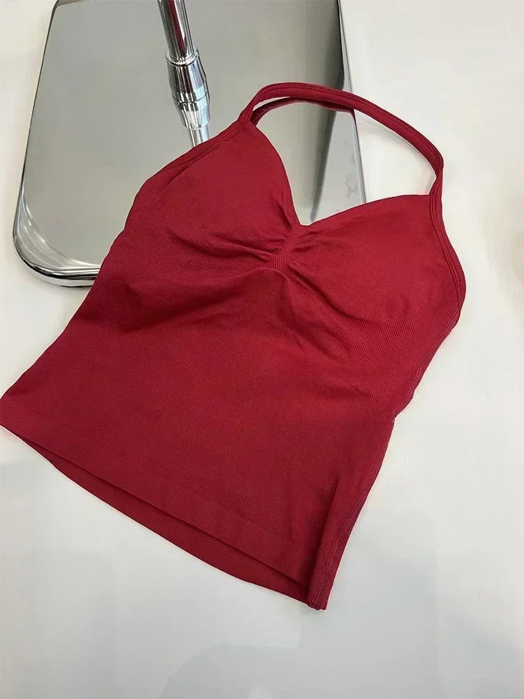 Four Seasons New Gym Fashion Yoga Gym Clothing Hip Pants Neck Bra Comfortable Dopamine Pilates Set