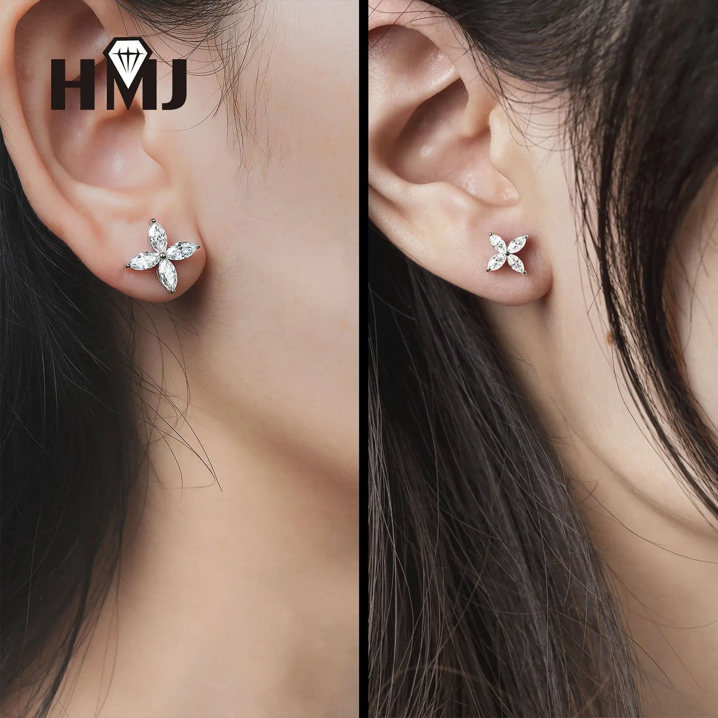 Real Mojssanite 1 Carat D Color Earrings Necklace 100% 925 Sterling Silver Plated 18K Gold Engagement Wedding Party Fine Jewelry