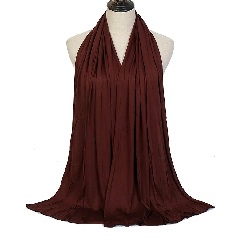 2024 New Muslim Women Jersey Hijab Scarf Solid Color Head Wrap Fashion Headscarf Turban Islam Veil Flexible Premium Modal