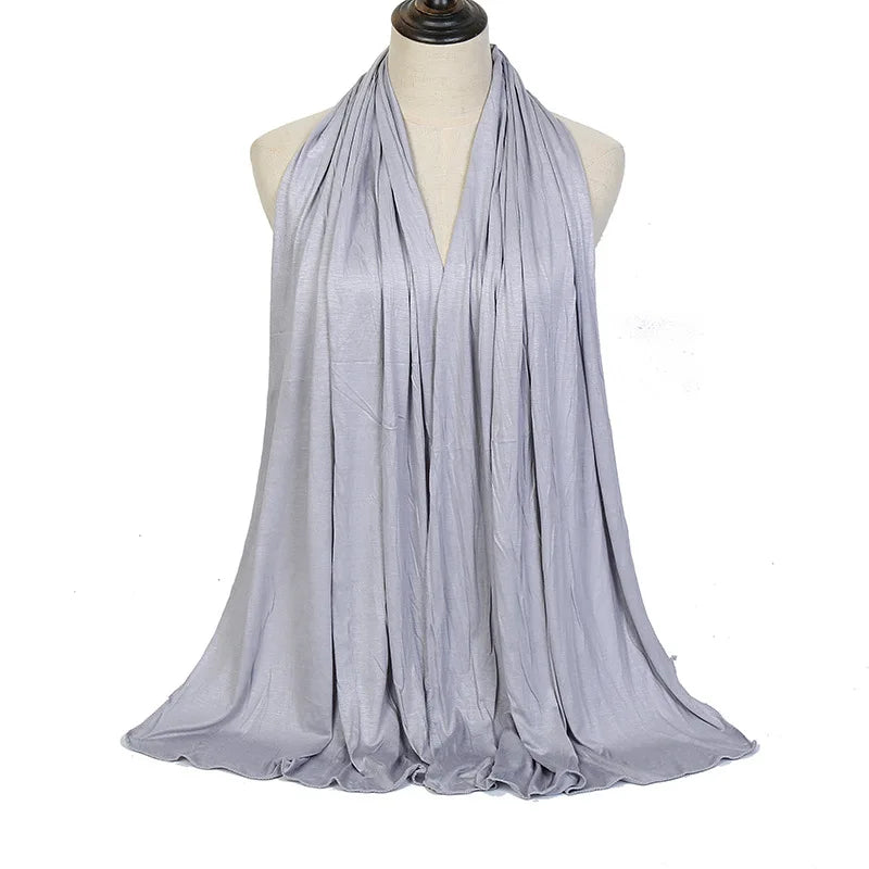 2024 New Muslim Women Jersey Hijab Scarf Solid Color Head Wrap Fashion Headscarf Turban Islam Veil Flexible Premium Modal