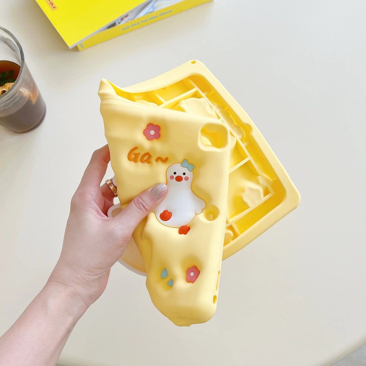 Cute Duck Tablet Case for Huawei MatePad SE 11 Air 11.5 S 2024 2023 2021 Soft Silicone Scalable Standing Cover Kids Funny Coque