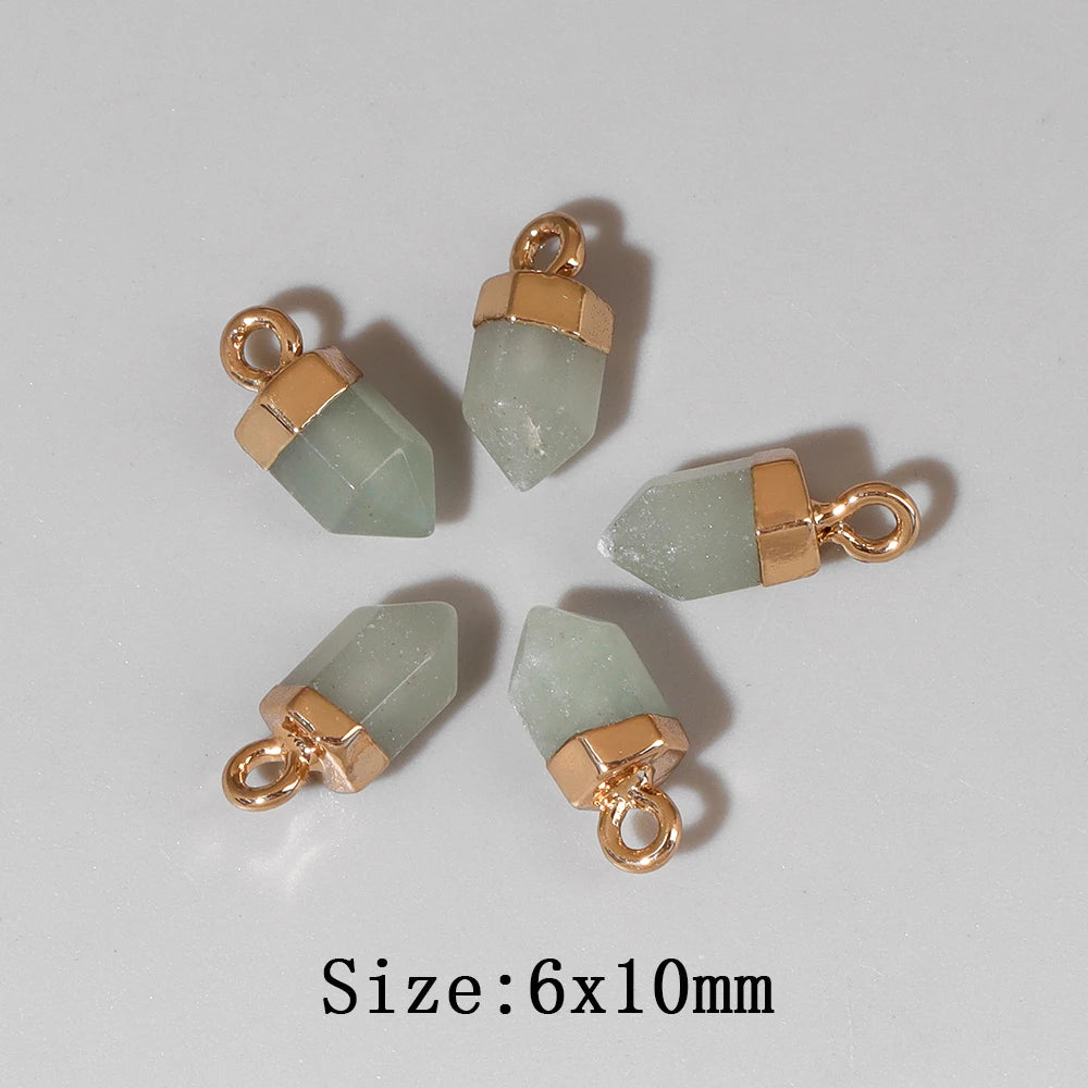 5pcs/lot Natural Bullet Shape Stone Pendant Amethysts Quartzs Tiger Eye Agat Charms For DIY Bracelets Necklace Earrings 6x10mm